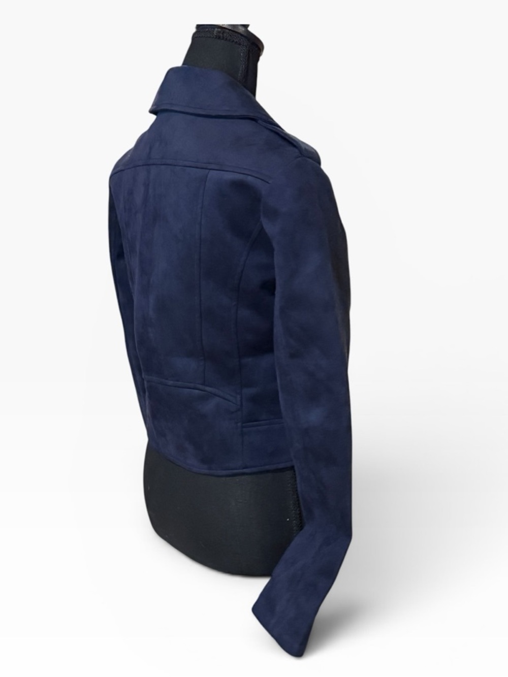 Steve Madden NWT "Not Your Baby" Faux Suede Moto Jacket - Midnight - Small - Picture 5 of 13